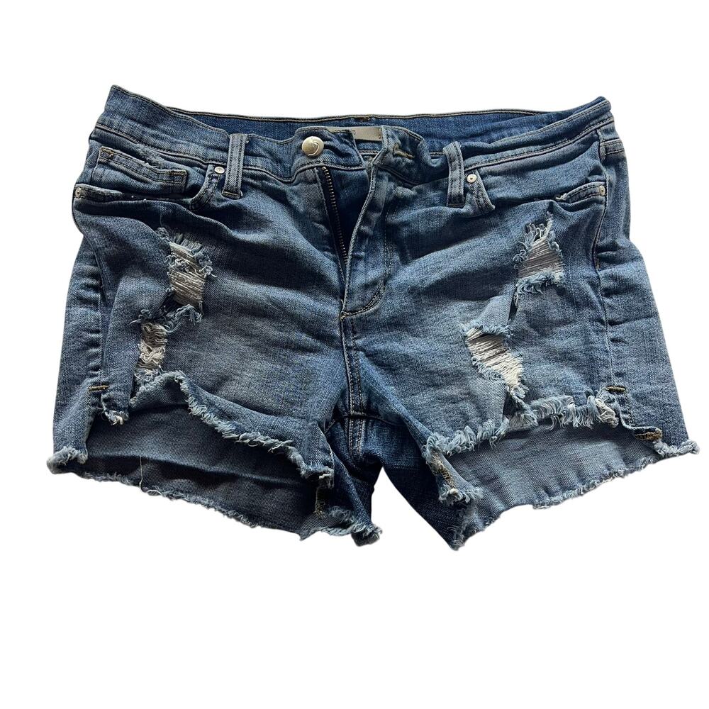 Joe's Jeans Shorts Womens 29 Blue Denim Cutoff Distressed Stretch Mid‎ Rise
